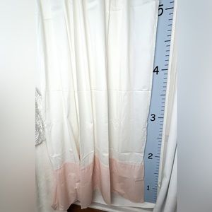 Fieldcrest Pink Border on White Cloth Shower Curtain 72" NWOT.